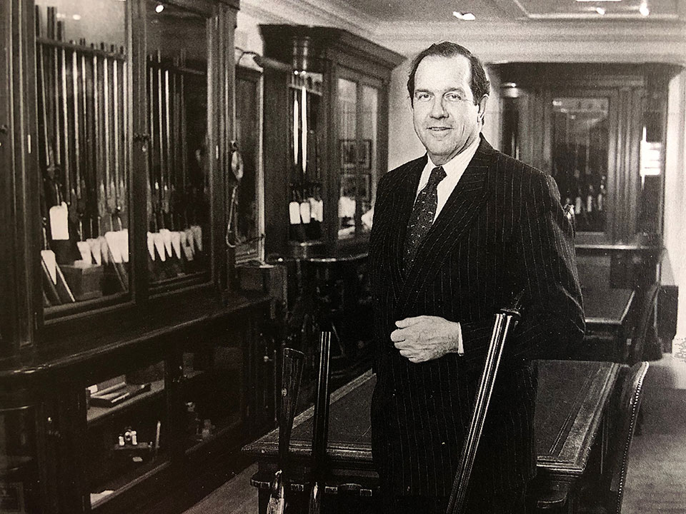 John Ormiston in the gun room at Holland & Holland.