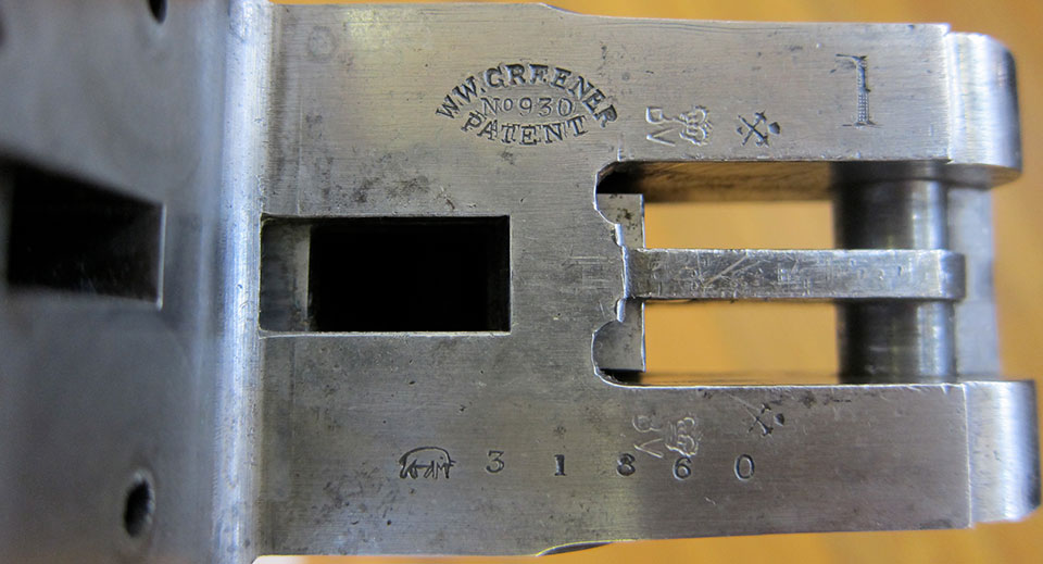 Greener 'Facile Princeps' with patent stamp. The elephant was Greener's trade mark.