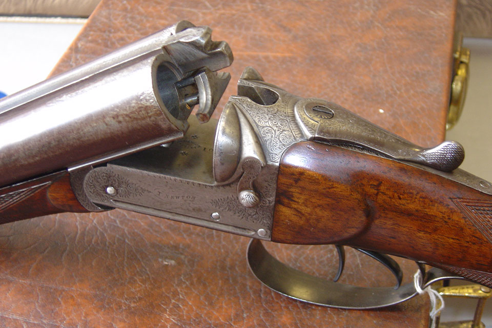 A very similar gun by Newton, almost certainly made by Westley Richards, on the same 1879 patent.