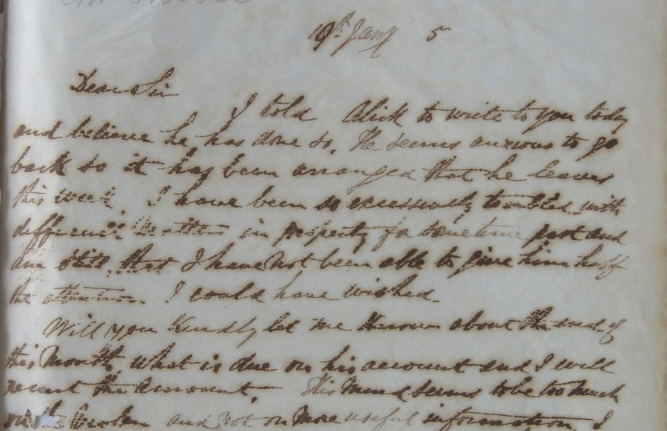 An excerpt from alex Henry's letter to John Moore.