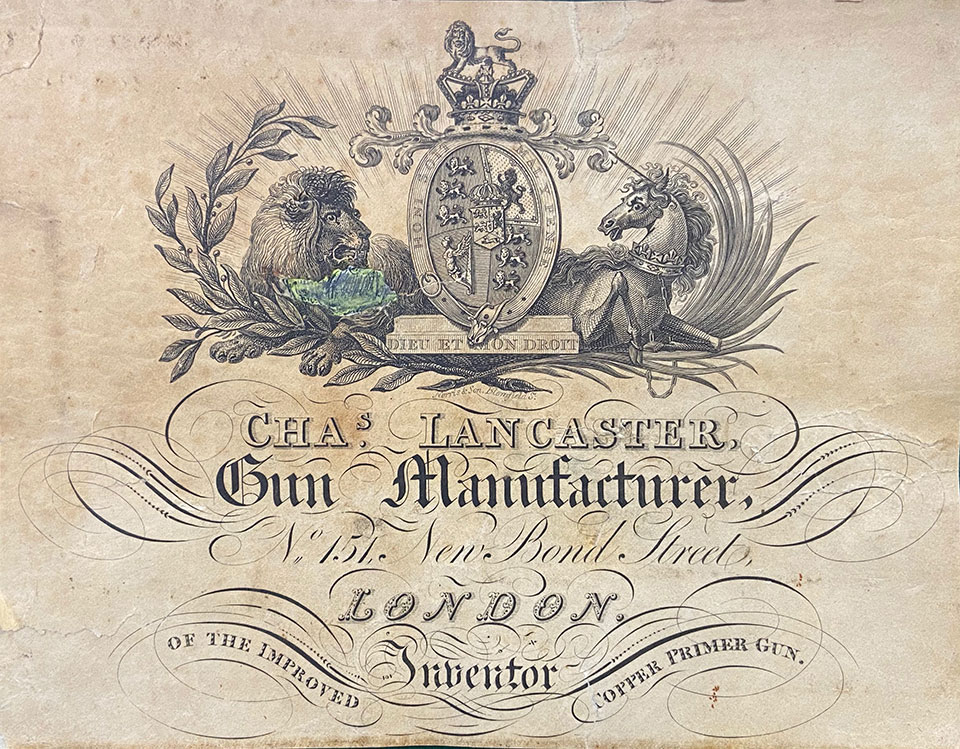 Charles Lancaster's name appears at Gavin Gardiners in the shape of a pair of percussion guns made for Prince Albert in 1850.