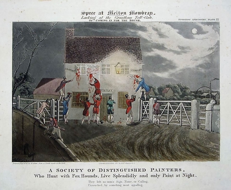  Henry Arken&rsquo;s painting depicting Beresford&rsquo;s drunken &lsquo;paint the town red&rsquo; spree at Melton Mowbray in 1837.