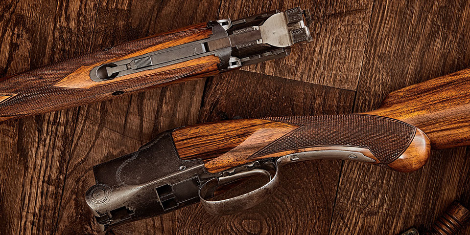 Take note of the simple European sculptured A1 engraving pattern on the receiver. One can easily see the barrel selector set-up, as well as the single selective trigger in the rear position as noted in the factory letter. This gun shows handling wear to the metal, but it also shows the respect and care the Major took with his firearms. It was really in remarkable shape, considering where it's been and the years it was used, probably hard use at that.