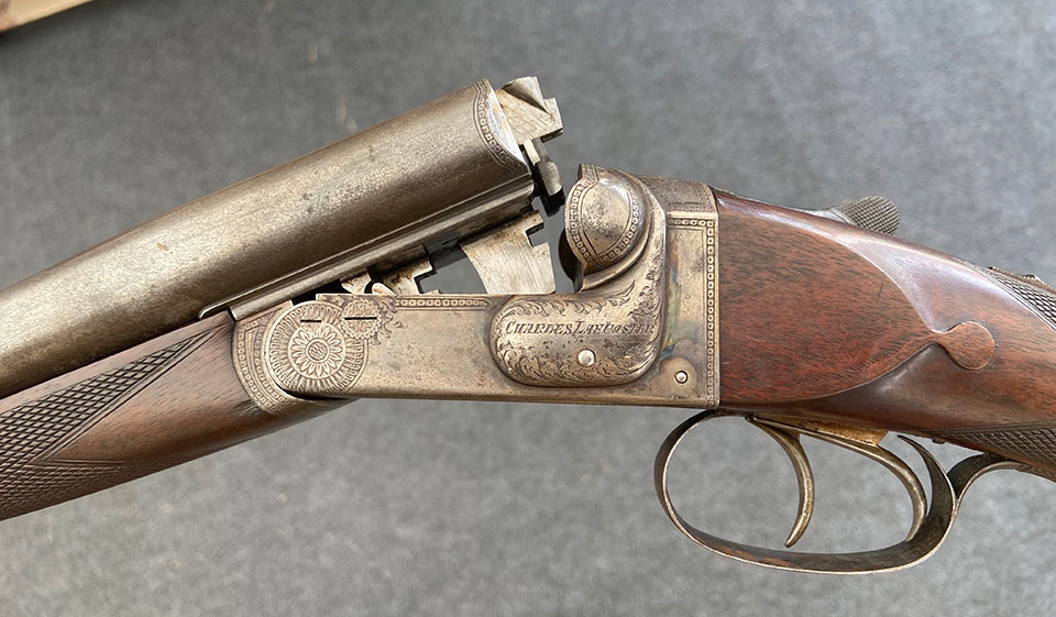 A vintage Lancaster oval bore .450 rifle.