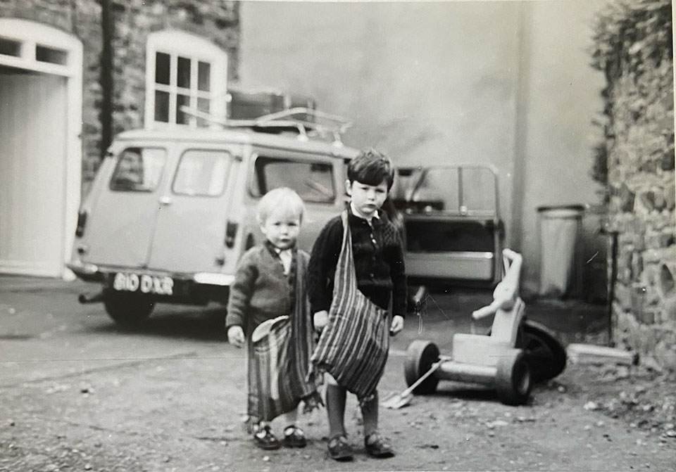 With brother Paddy, about to go fossil hunting.