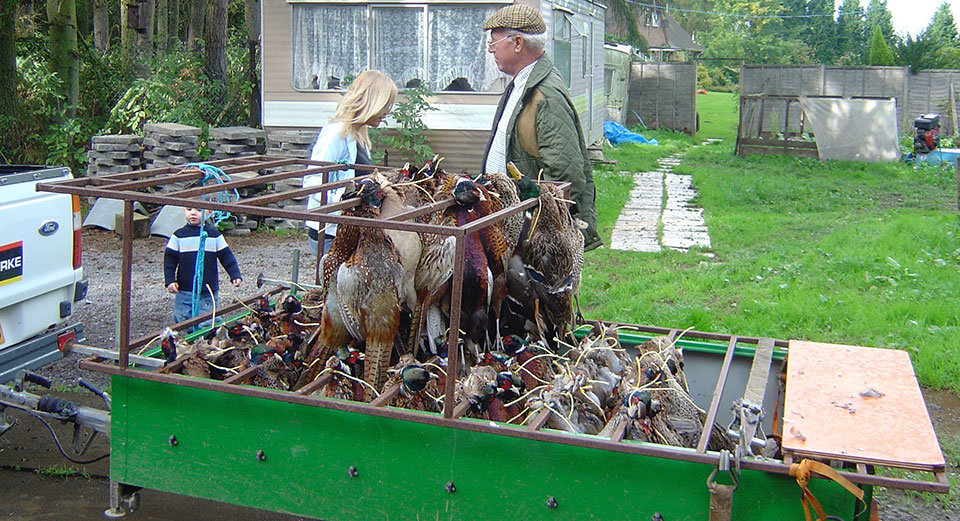 The game cart at the end of the day. What it contains depends, to a great extent, on the quality of the habitat and feed provided by the game-keeper.