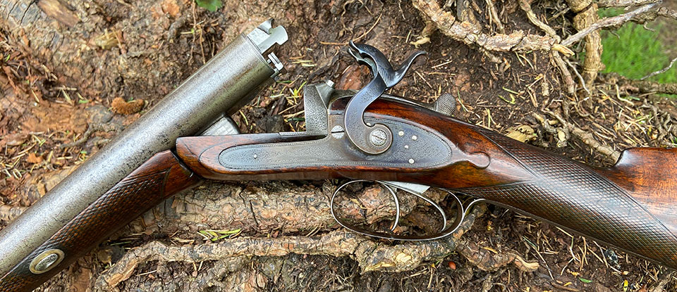 Afer all the controversy had dissipated, the pinfire remained relevant for only a few short years. Many, like this Westley Richards, were converted to centre-fire in the 1860s and '70s.