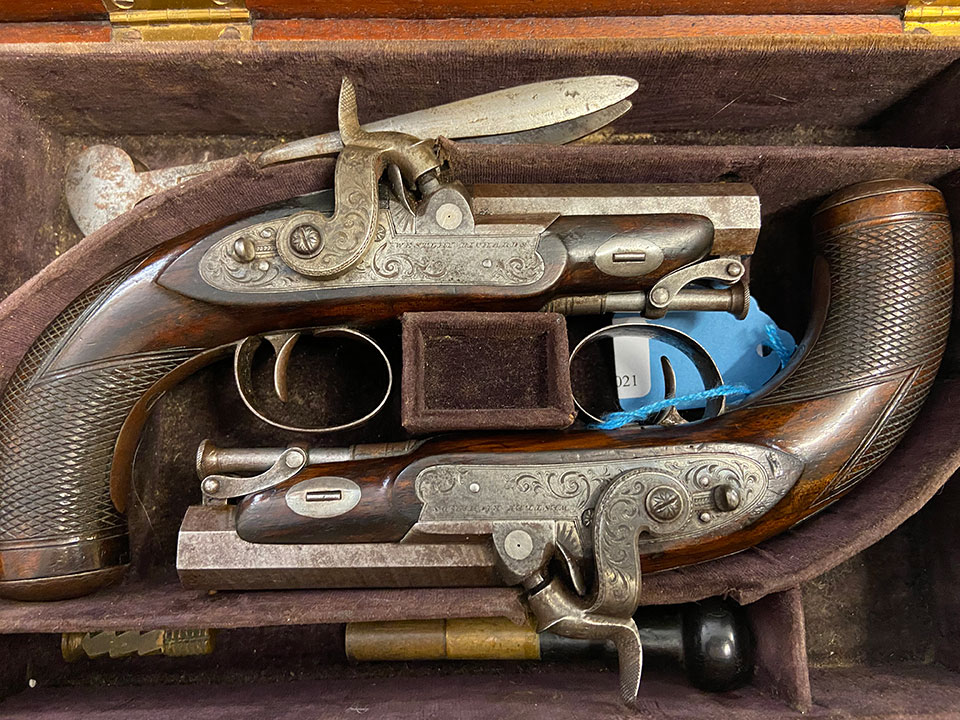 These Westley richards pistold made £1,600 on the hammer.
