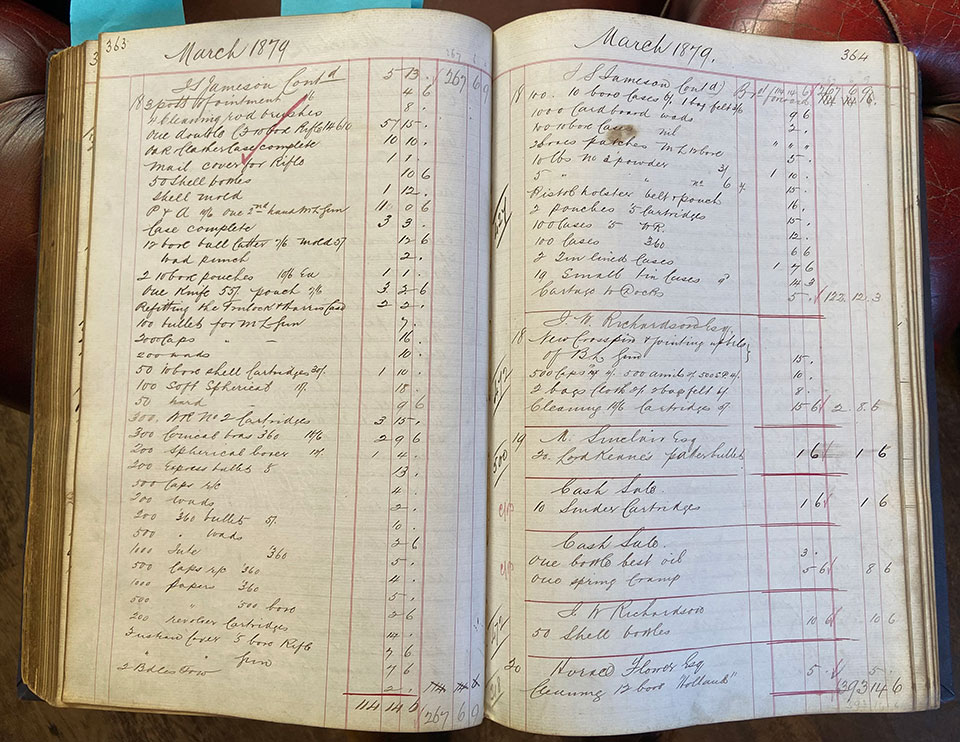 Rigby order book showing one of many orders taken for James S. Jameson.