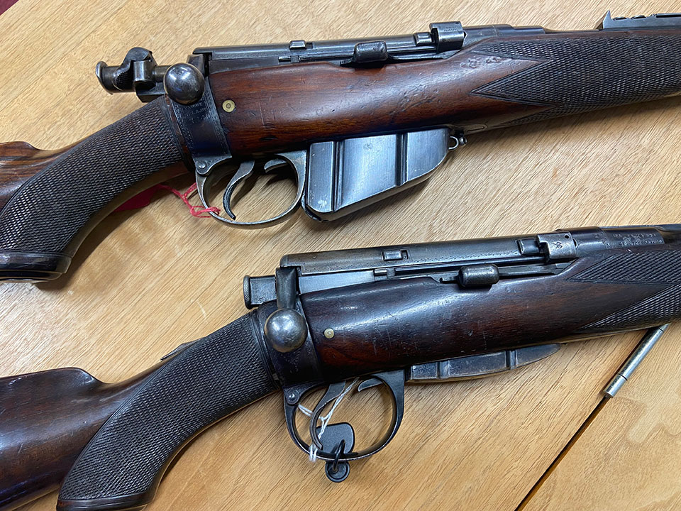 Top: BSA Lee Speed for Kavanagh, with standard magazine. Below: Army & Navy best quaity Lee Speed with reduced capacity magazine.