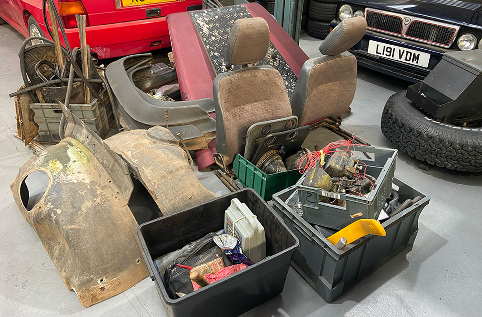 The Defender was quickly rendered into a pile of bits and boxes in the workshop.