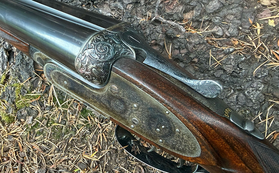 The carved fences are truly exceptional and the original condition of the case colours and fine scroll show us what a Victorian Purdey looked like. 