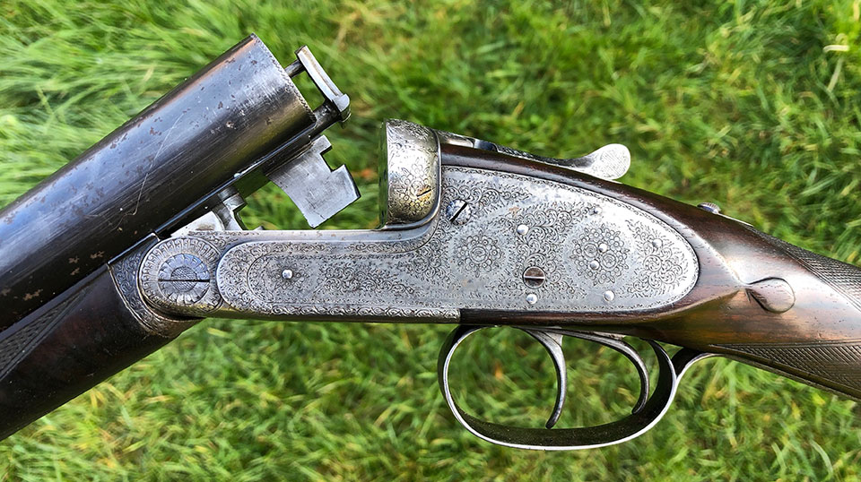 Before restoration began. A lovely gun, sadly neglected.