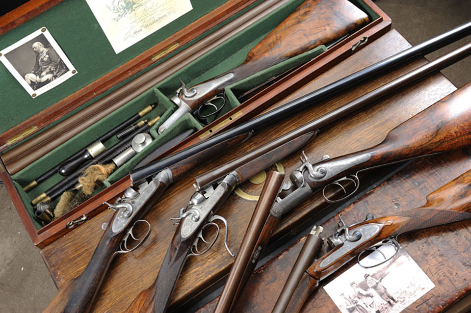 Purdey made guns for both George and Ollie, as well as most of the Royal Family and British aristocracy. This group sold at Gavin Gardiner Auctions.