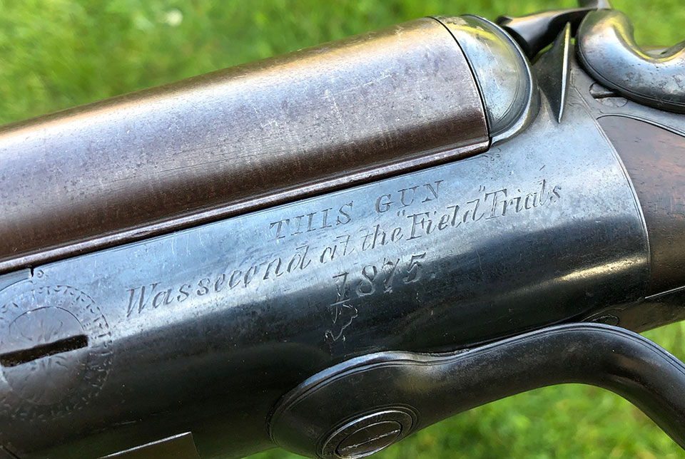 The engraved inscription commemmorates the 1875 Field Trial.