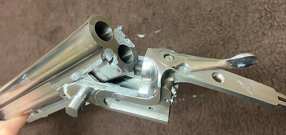A new Westley Richards 20-bore O/U in production.