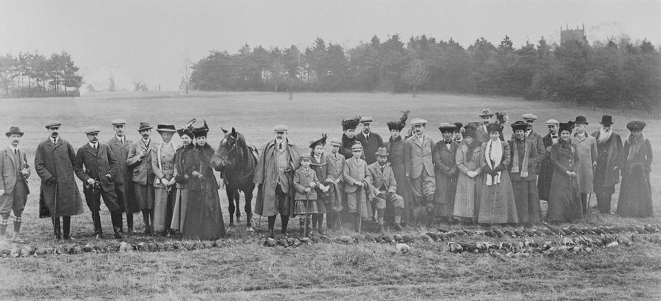 Three generations of the British Royal Family on a driven pheasant shoot